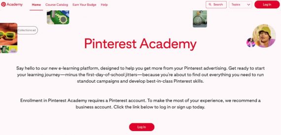 Page d'accueil de l'Académie Pinterest